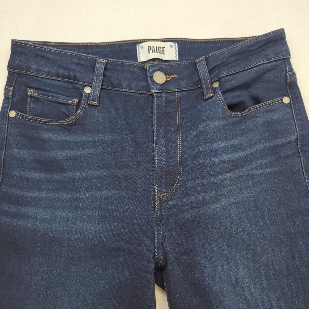 PAIGE Bell Canyon Flare Jeans Womens 28 Blue High Rise Bell Bottom Stretch Denim - Picture 2 of 11